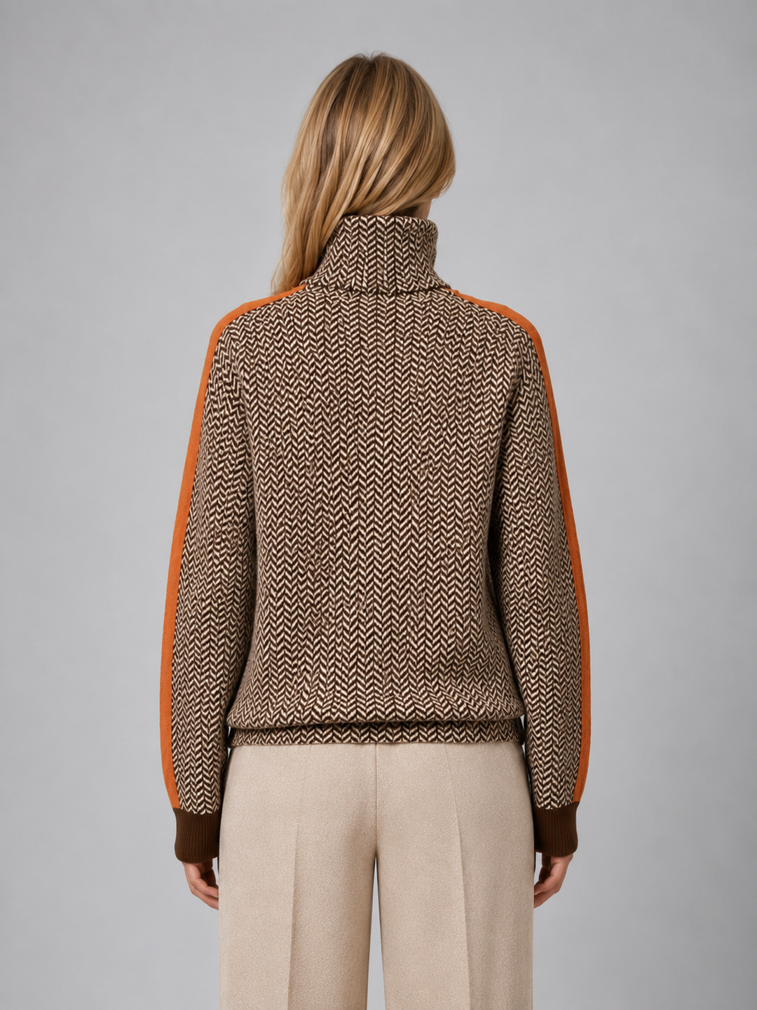 Ophelia | Cosy Herringbone Roll Neck Womens Jumpers