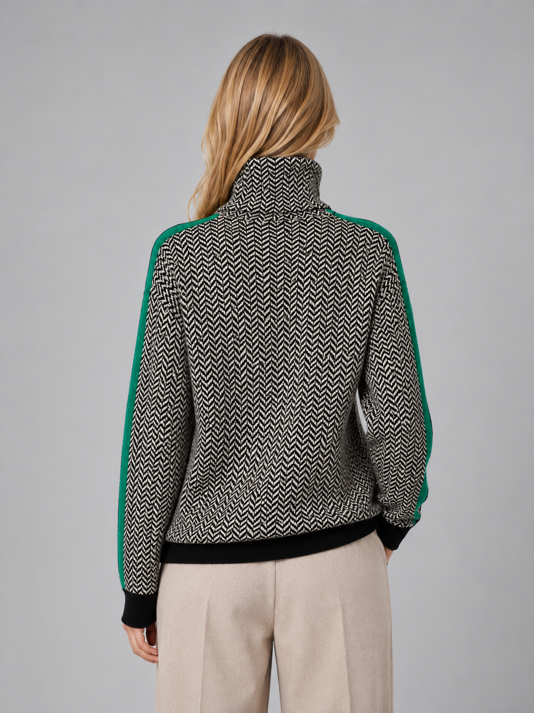 Ophelia | Cosy Herringbone Roll Neck Womens Jumpers