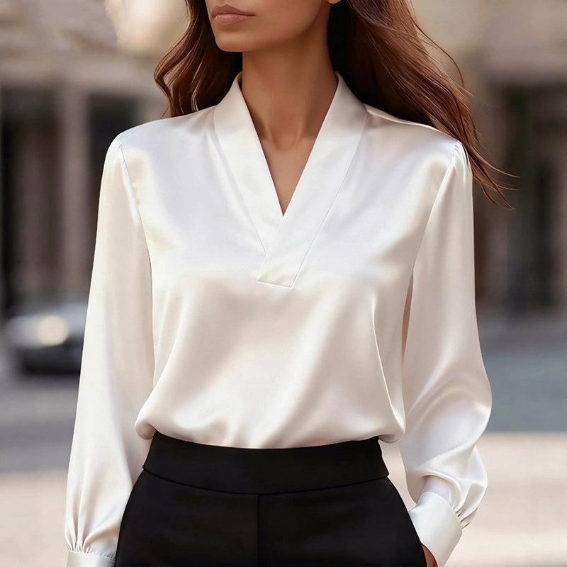 Ophelia | Graceful V-Neck Satin Party Top
