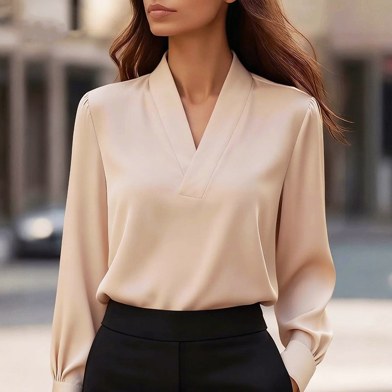 Ophelia | Graceful V-Neck Satin Party Top