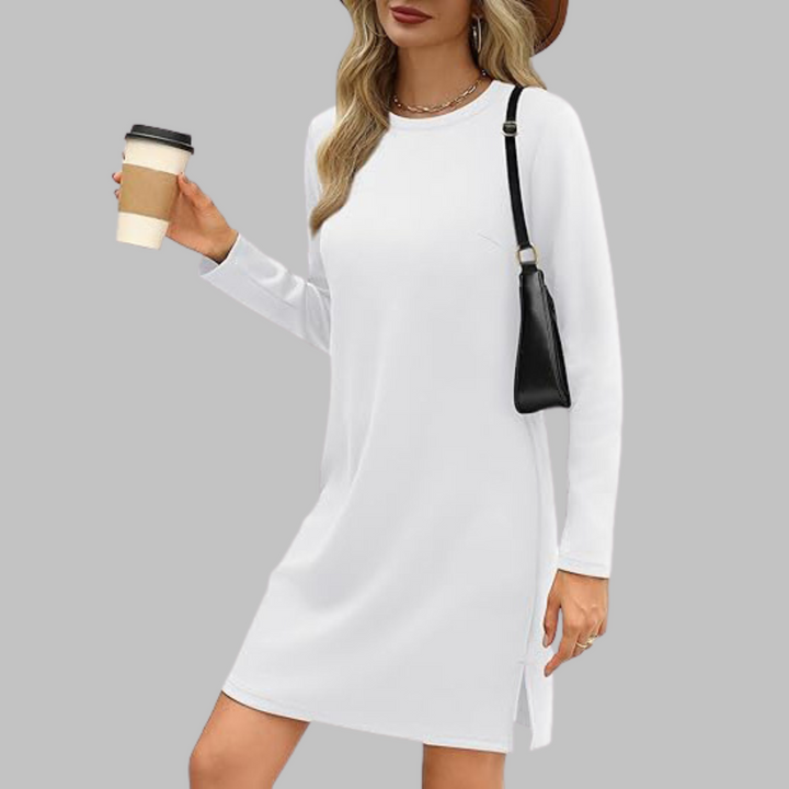Ophelia | Refined Long Sleeve Round Neck Jumper Dress