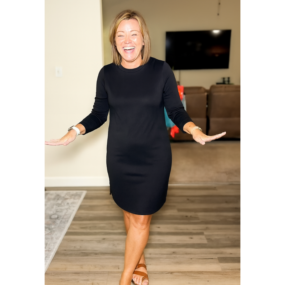 Ophelia | Refined Long Sleeve Round Neck Jumper Dress