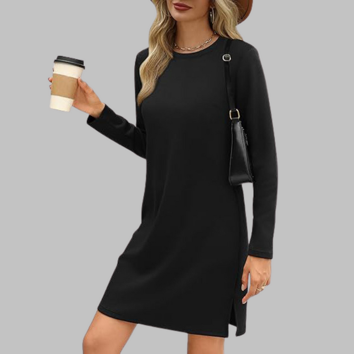 Ophelia | Refined Long Sleeve Round Neck Jumper Dress