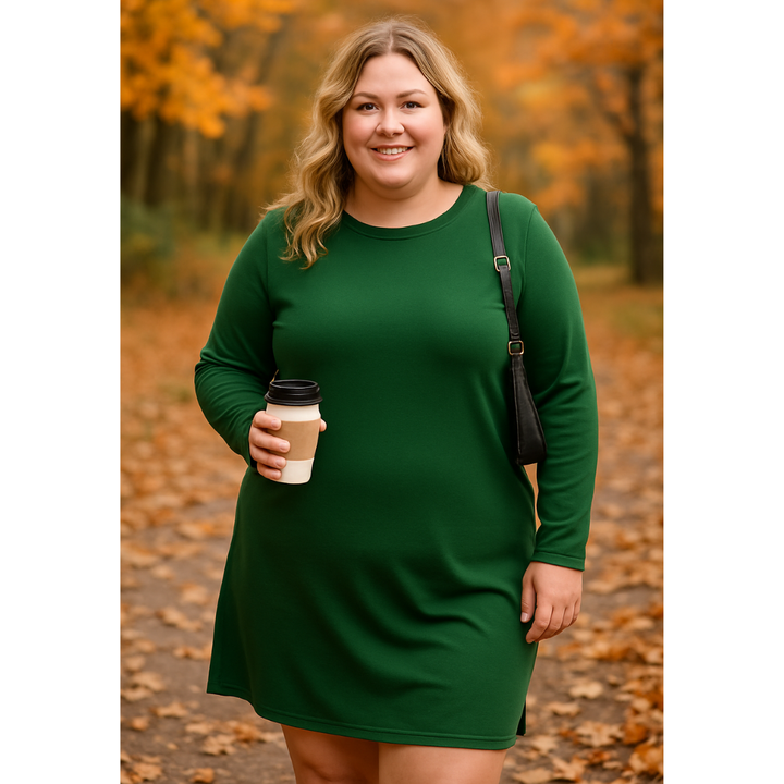 Ophelia | Refined Long Sleeve Round Neck Jumper Dress