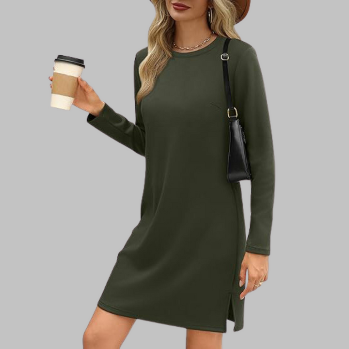Ophelia | Refined Long Sleeve Round Neck Jumper Dress