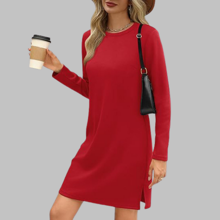 Ophelia | Refined Long Sleeve Round Neck Jumper Dress