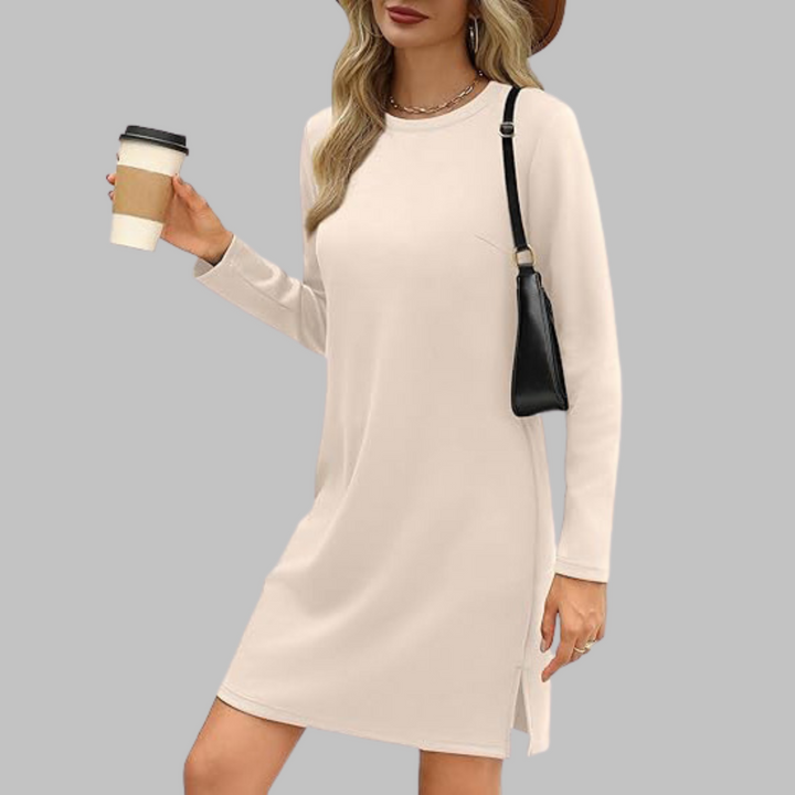 Ophelia | Refined Long Sleeve Round Neck Jumper Dress