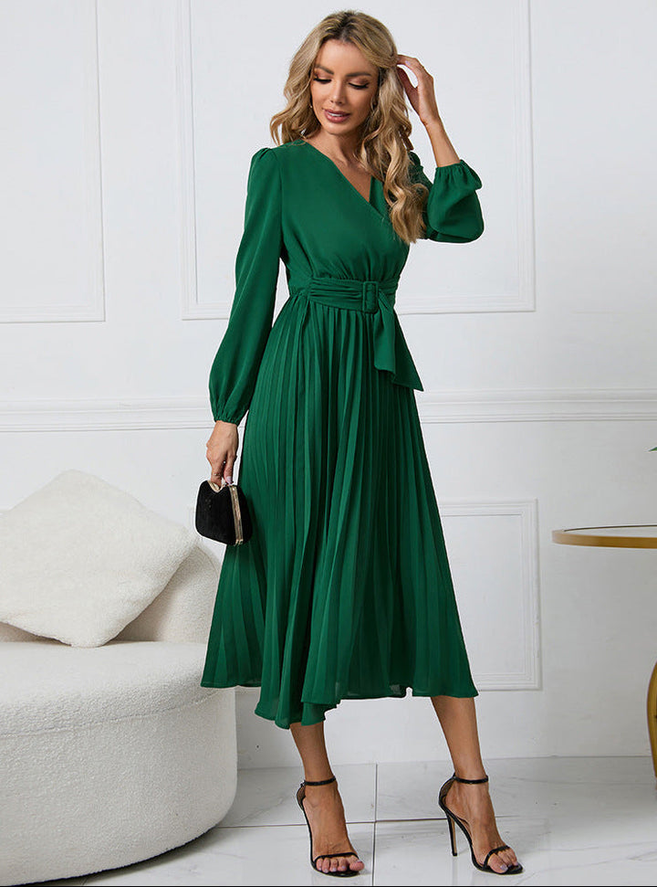 Orla | Classic Wrap Pleated Christmas Party Dress
