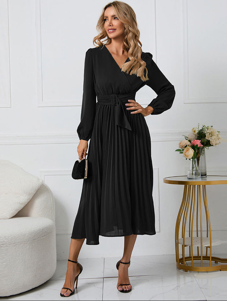Orla | Classic Wrap Pleated Christmas Party Dress
