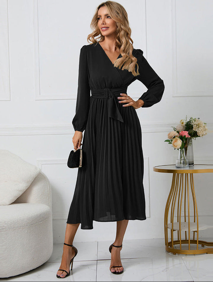 Orla | Classic Wrap Pleated Christmas Party Dress