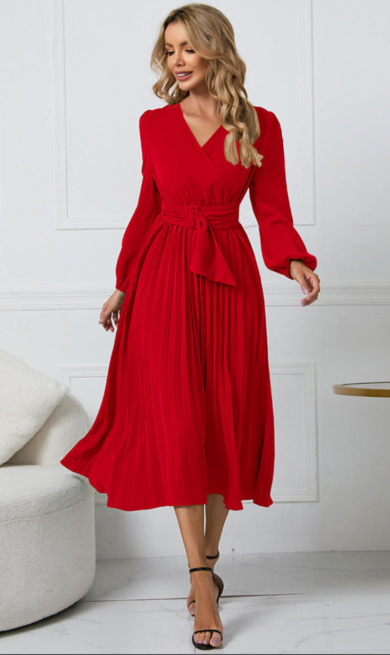 Orla | Classic Wrap Pleated Christmas Party Dress