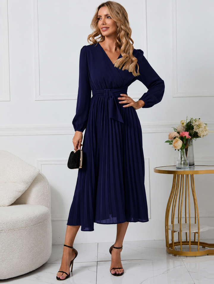 Orla | Classic Wrap Pleated Christmas Party Dress