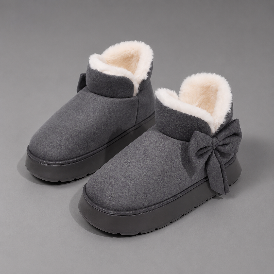 Orla | Cosy Bow Detail Slipper Boots with Fleece Lining