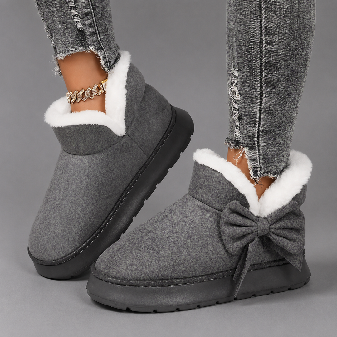 Orla | Cosy Bow Detail Slipper Boots with Fleece Lining
