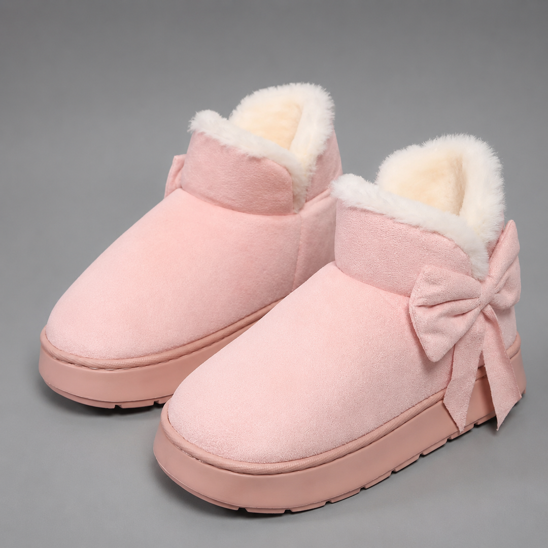 Orla | Cosy Bow Detail Slipper Boots with Fleece Lining