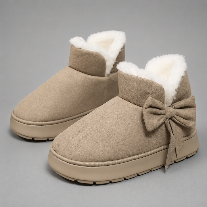 Orla | Cosy Bow Detail Slipper Boots with Fleece Lining