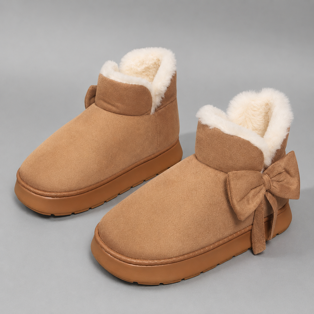 Orla | Cosy Bow Detail Slipper Boots with Fleece Lining