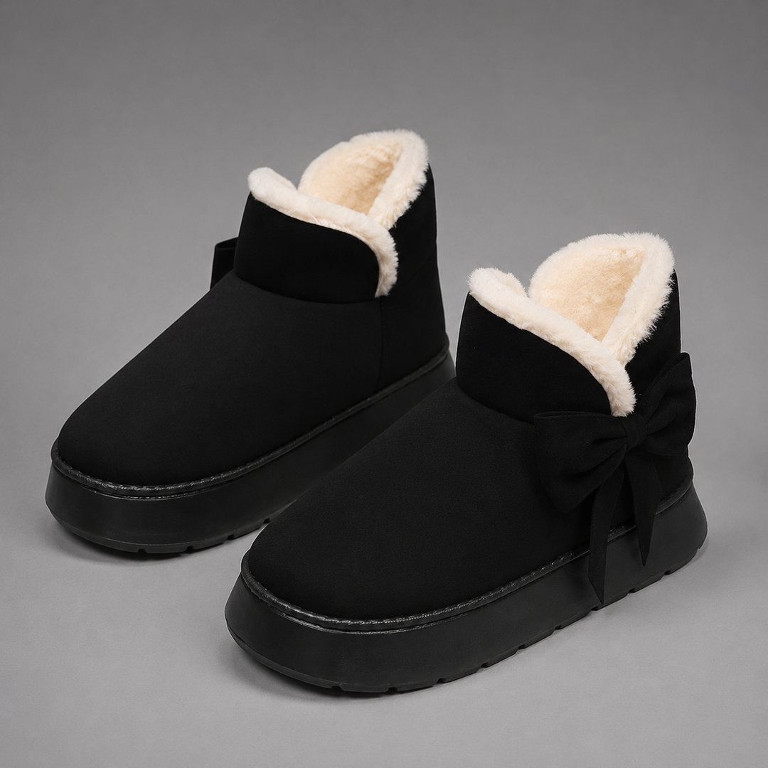 Orla | Cosy Bow Detail Slipper Boots with Fleece Lining