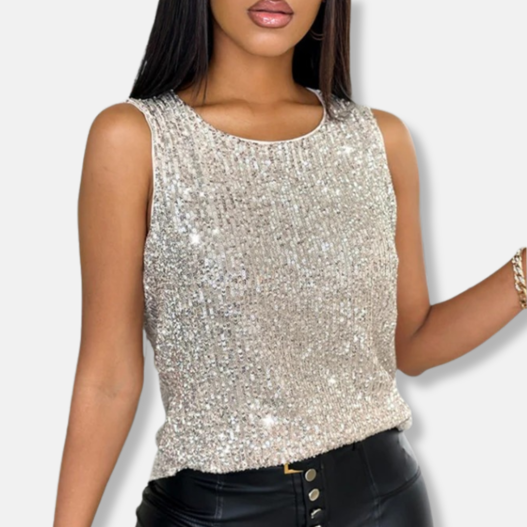 Ottilie | Cosy Sequin Sleeveless Party Top