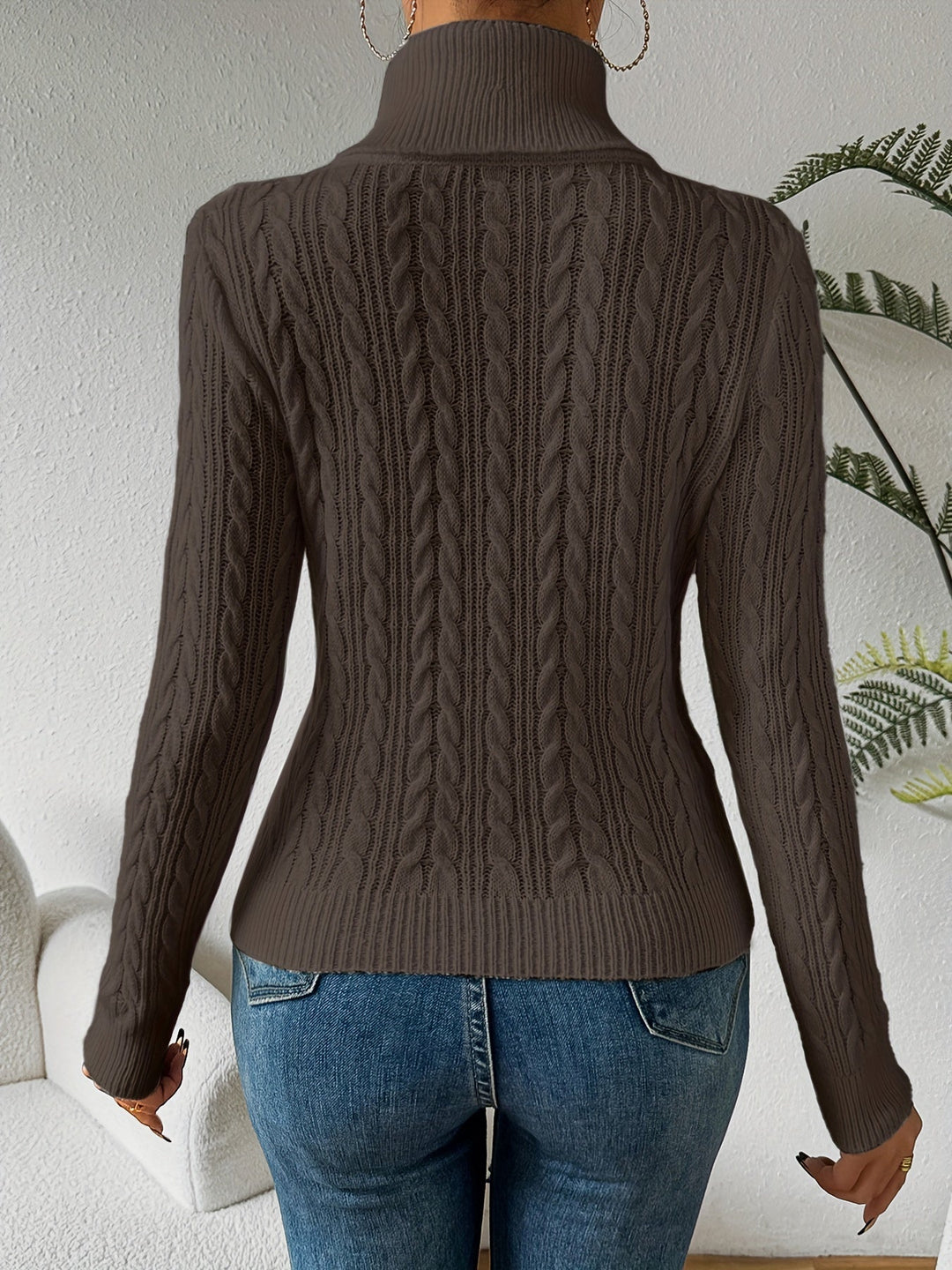 Penelope | Classic Cable Knit Turtleneck Christmas Jumper for Women