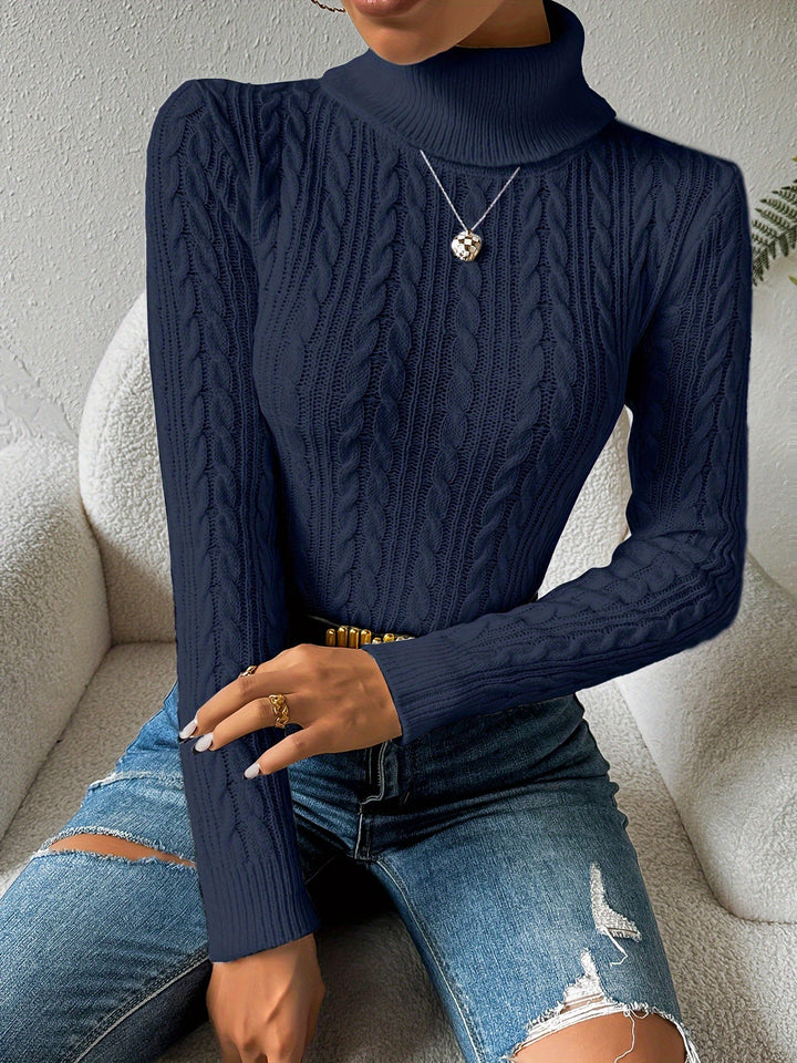 Penelope | Classic Cable Knit Turtleneck Christmas Jumper for Women