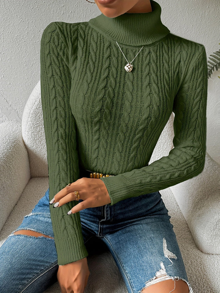 Penelope | Classic Cable Knit Turtleneck Christmas Jumper for Women