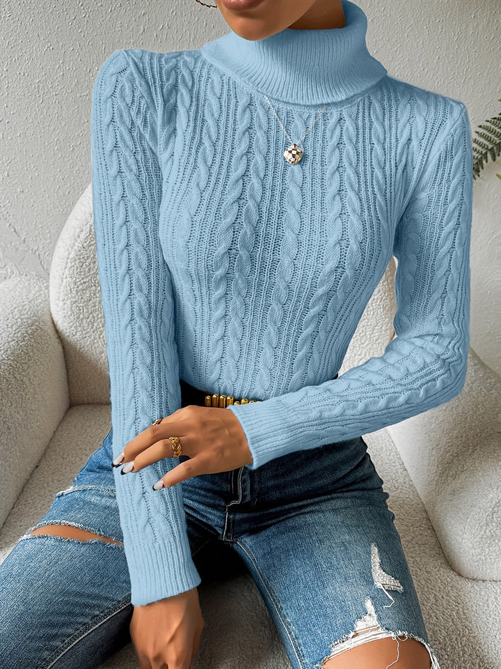 Penelope | Classic Cable Knit Turtleneck Christmas Jumper for Women