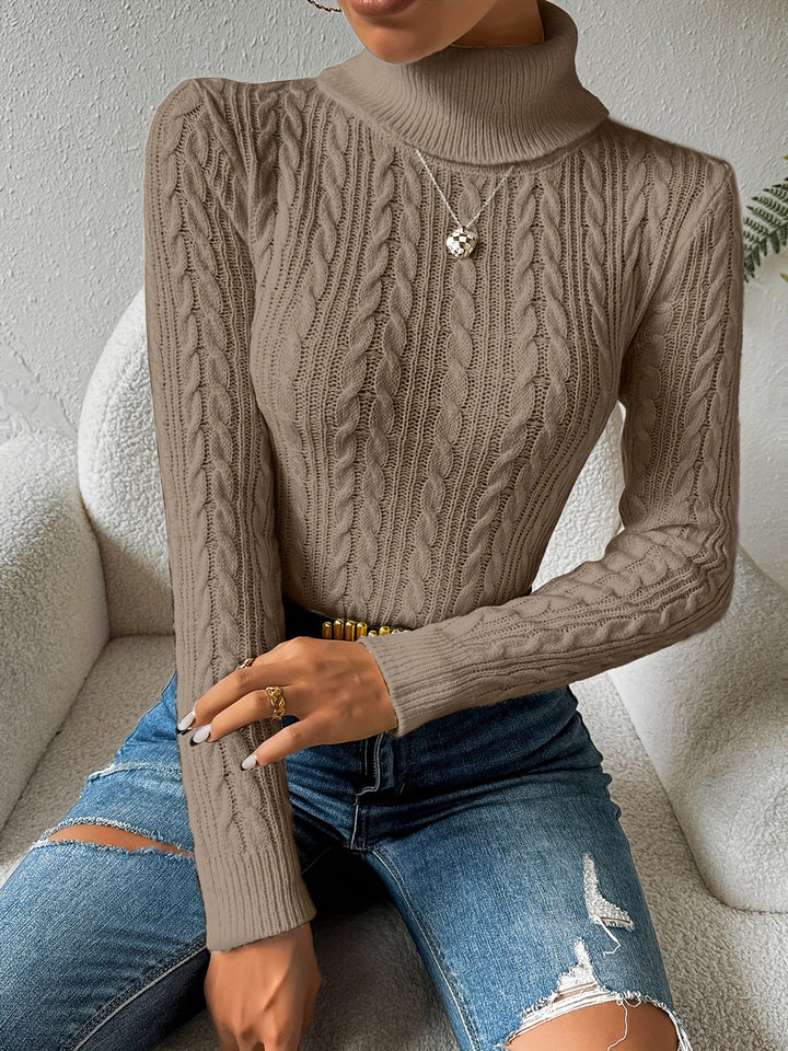 Penelope | Classic Cable Knit Turtleneck Christmas Jumper for Women