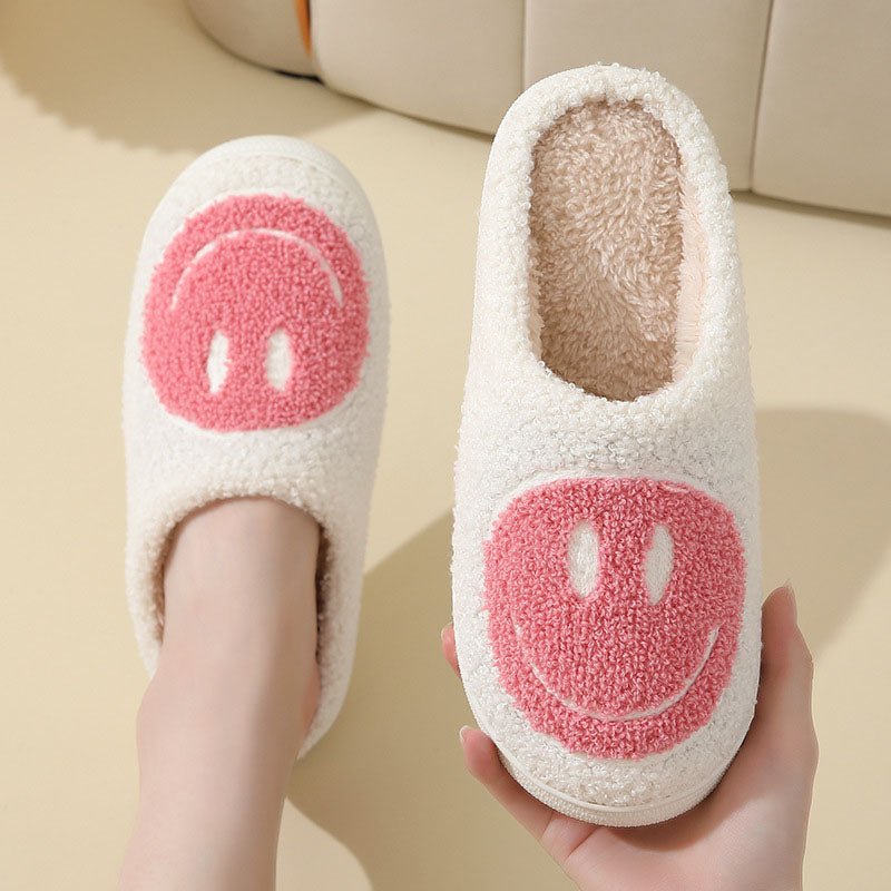Penelope | Cosy Smiley Face Fluffy Slip-On Slippers