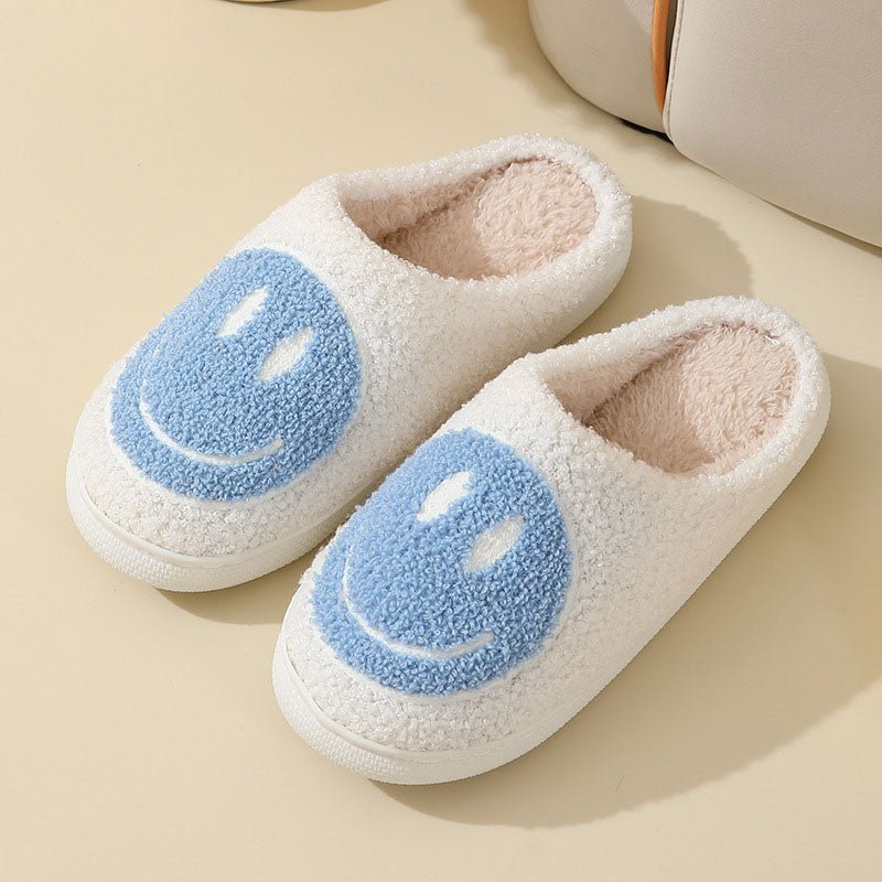 Penelope | Cosy Smiley Face Fluffy Slip-On Slippers