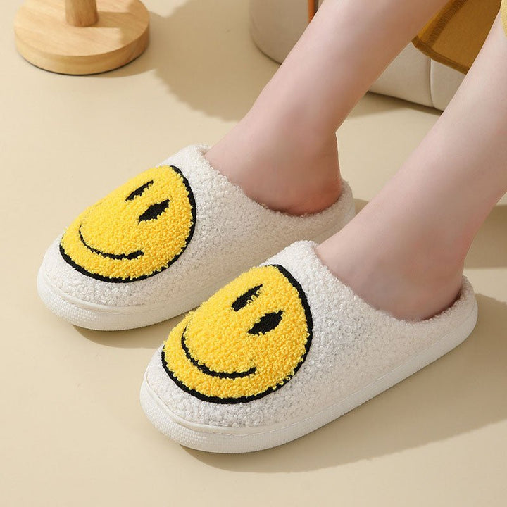 Penelope | Cosy Smiley Face Fluffy Slip-On Slippers