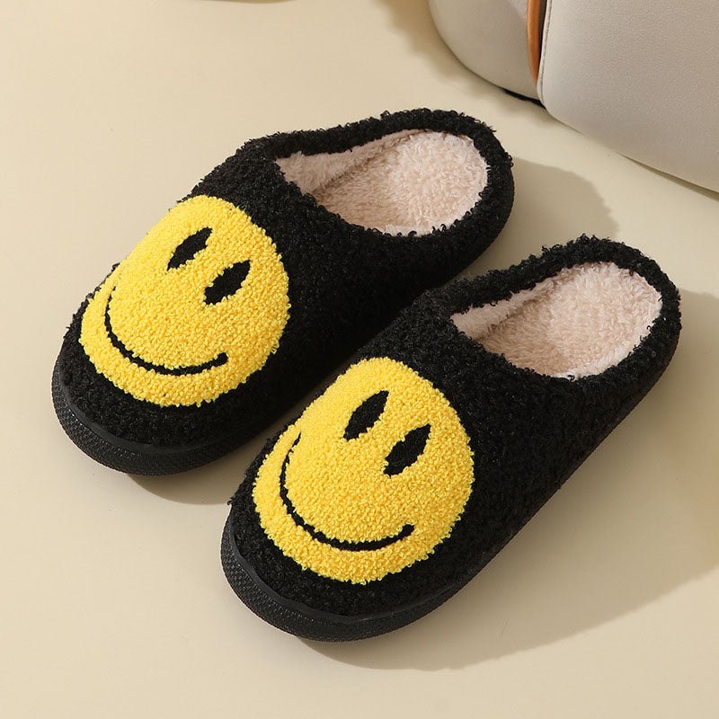 Penelope | Cosy Smiley Face Fluffy Slip-On Slippers