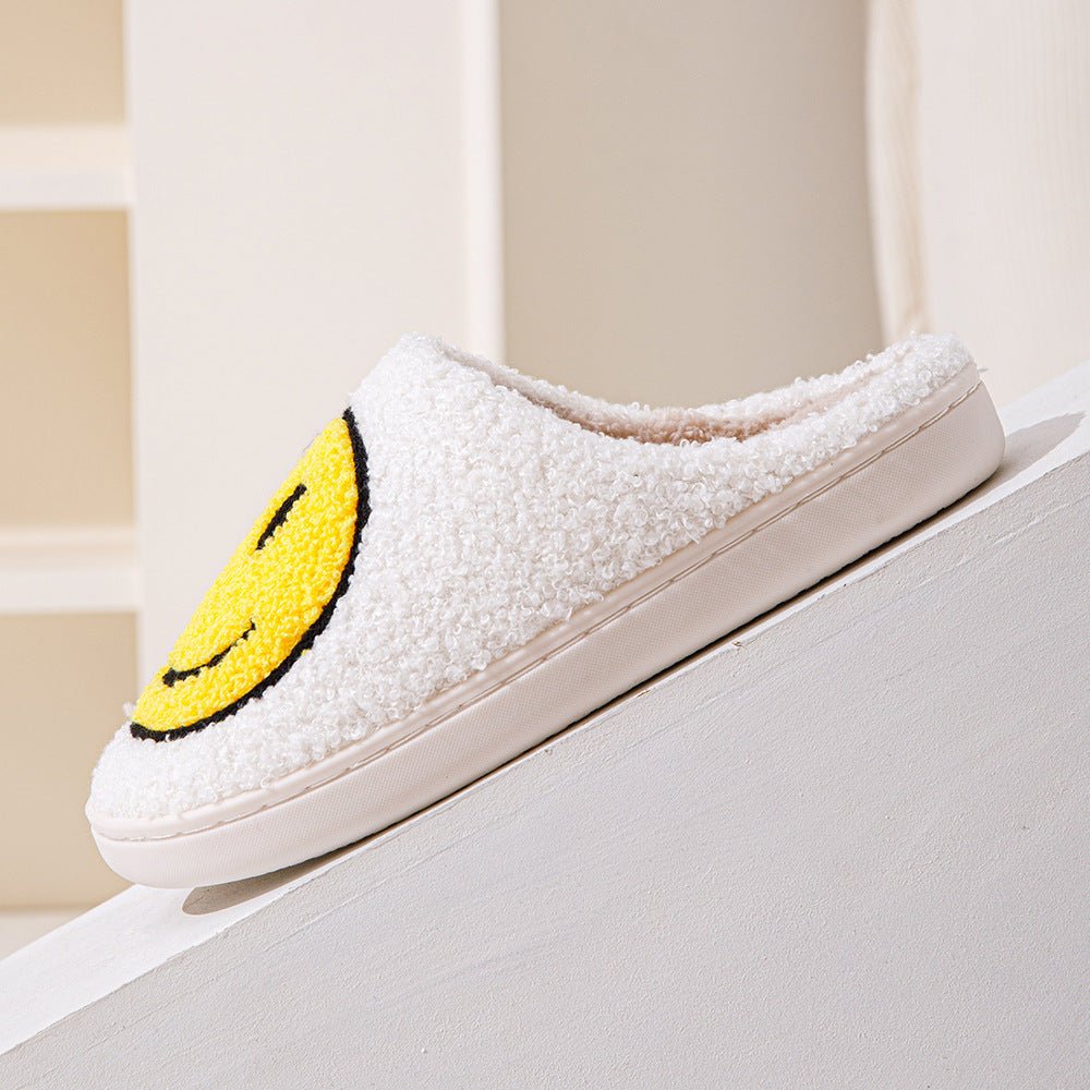 Penelope | Cosy Smiley Face Fluffy Slip-On Slippers