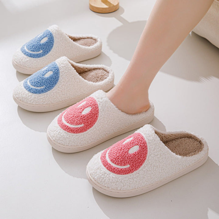 Penelope | Cosy Smiley Face Fluffy Slip-On Slippers