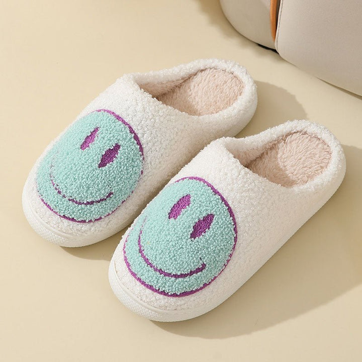 Penelope | Cosy Smiley Face Fluffy Slip-On Slippers