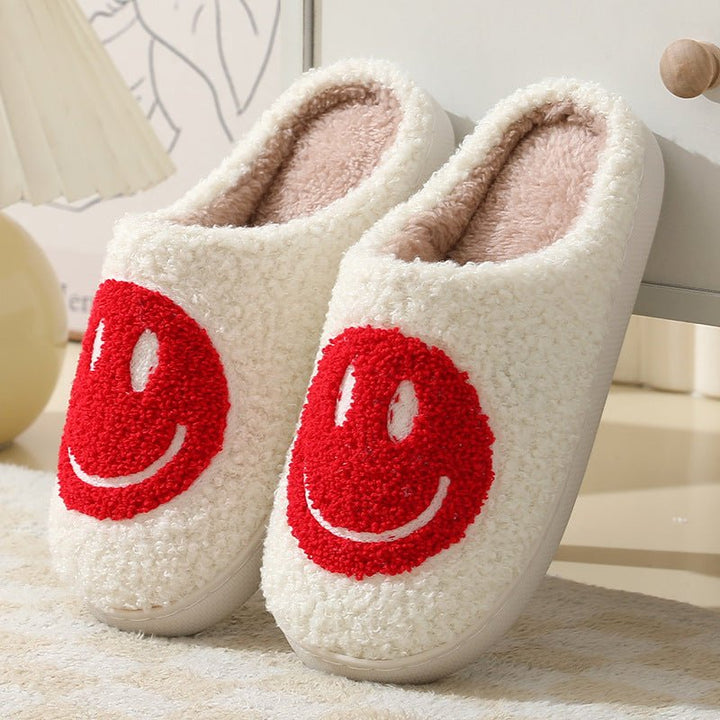 Penelope | Cosy Smiley Face Fluffy Slip-On Slippers