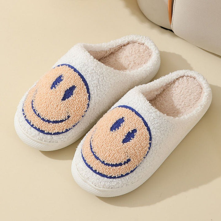 Penelope | Cosy Smiley Face Fluffy Slip-On Slippers