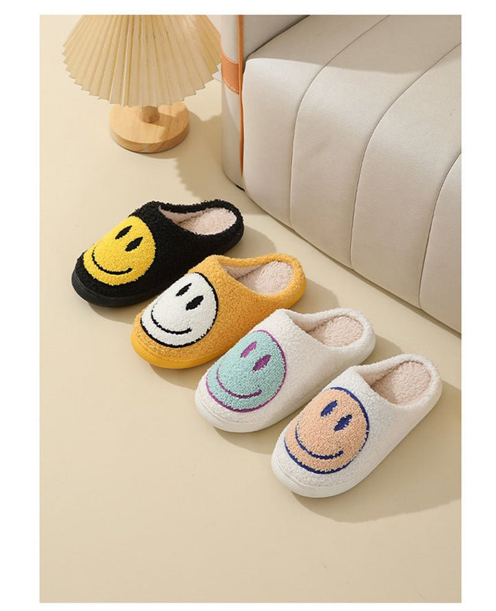 Penelope | Cosy Smiley Face Fluffy Slip-On Slippers