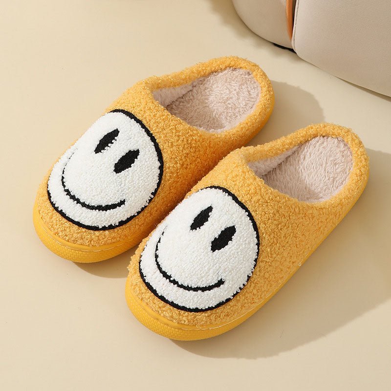 Penelope | Cosy Smiley Face Fluffy Slip-On Slippers