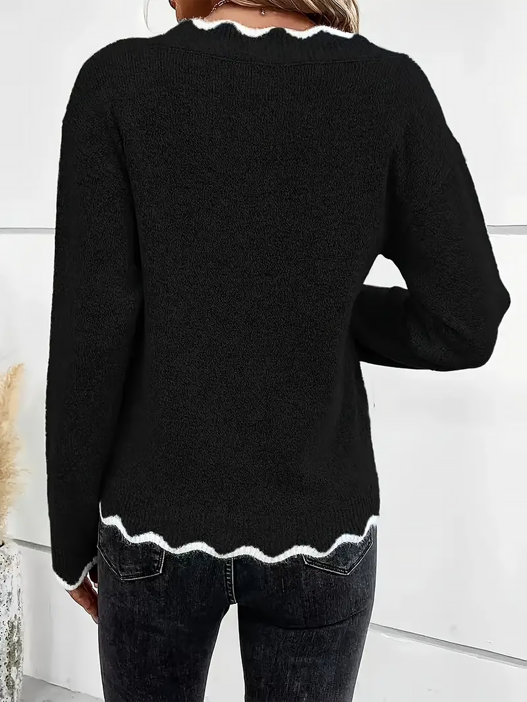 Penelope | Timeless Notch V-Neck Long Sleeve Womens Knit Jumper