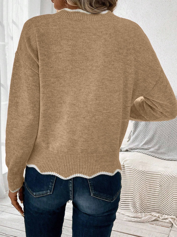 Penelope | Timeless Notch V-Neck Long Sleeve Womens Knit Jumper