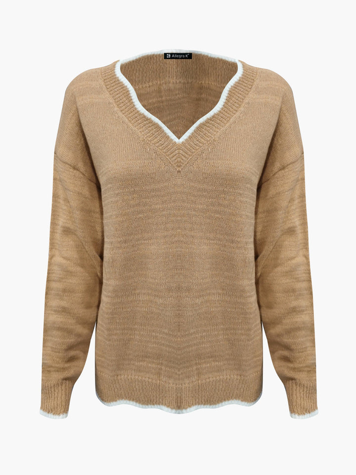 Penelope | Timeless Notch V-Neck Long Sleeve Womens Knit Jumper