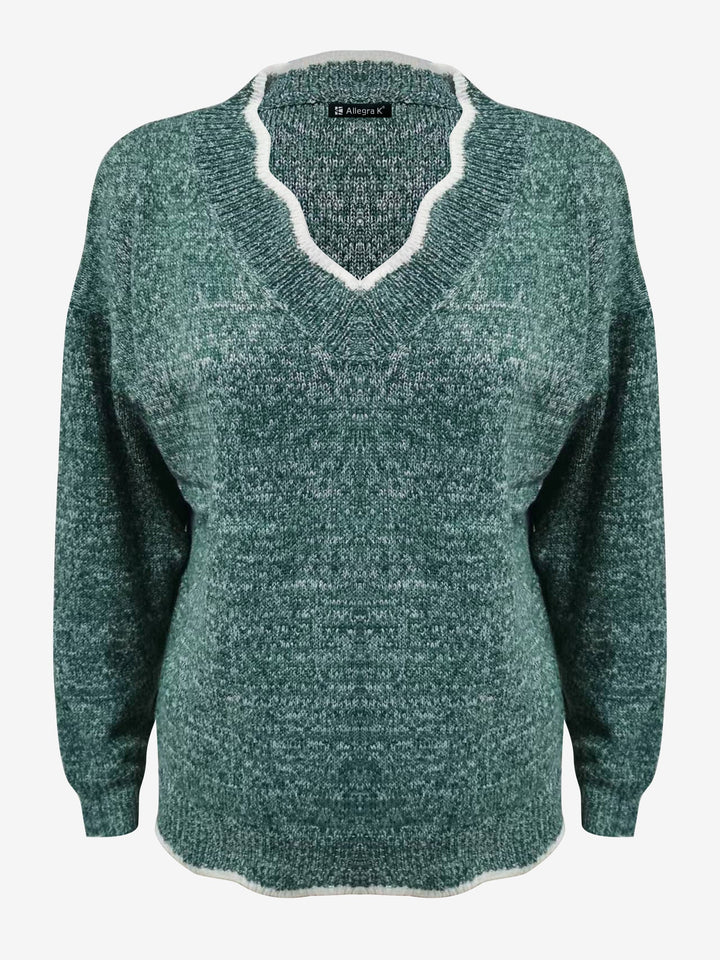 Penelope | Timeless Notch V-Neck Long Sleeve Womens Knit Jumper