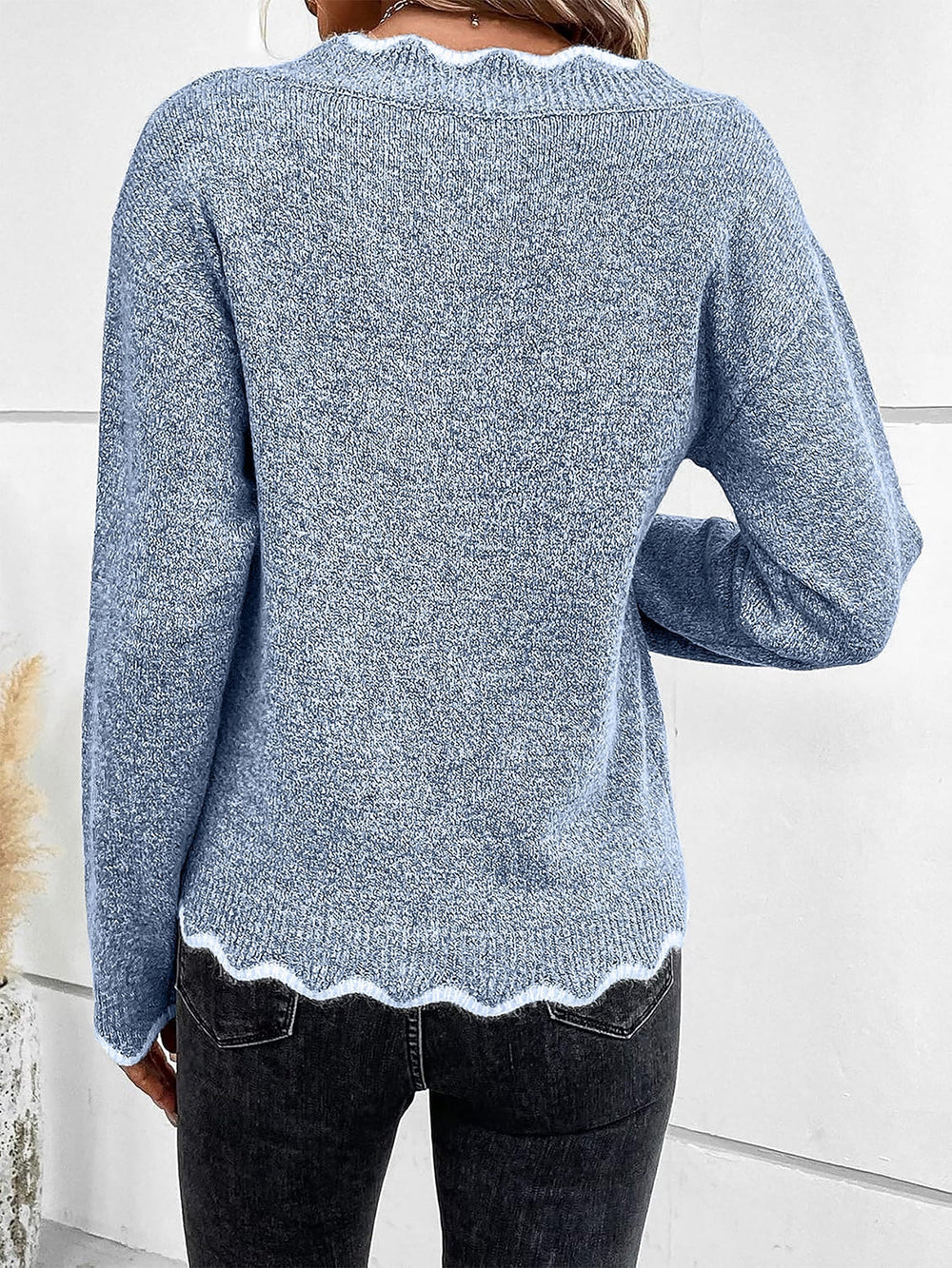 Penelope | Timeless Notch V-Neck Long Sleeve Womens Knit Jumper