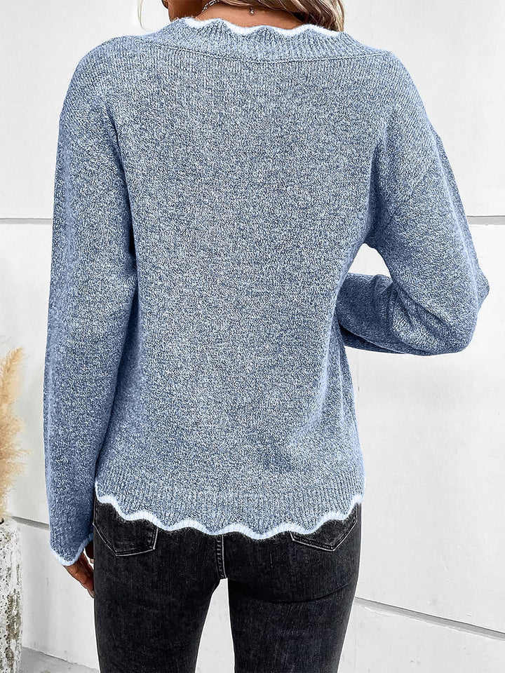 Penelope | Timeless Notch V-Neck Long Sleeve Womens Knit Jumper