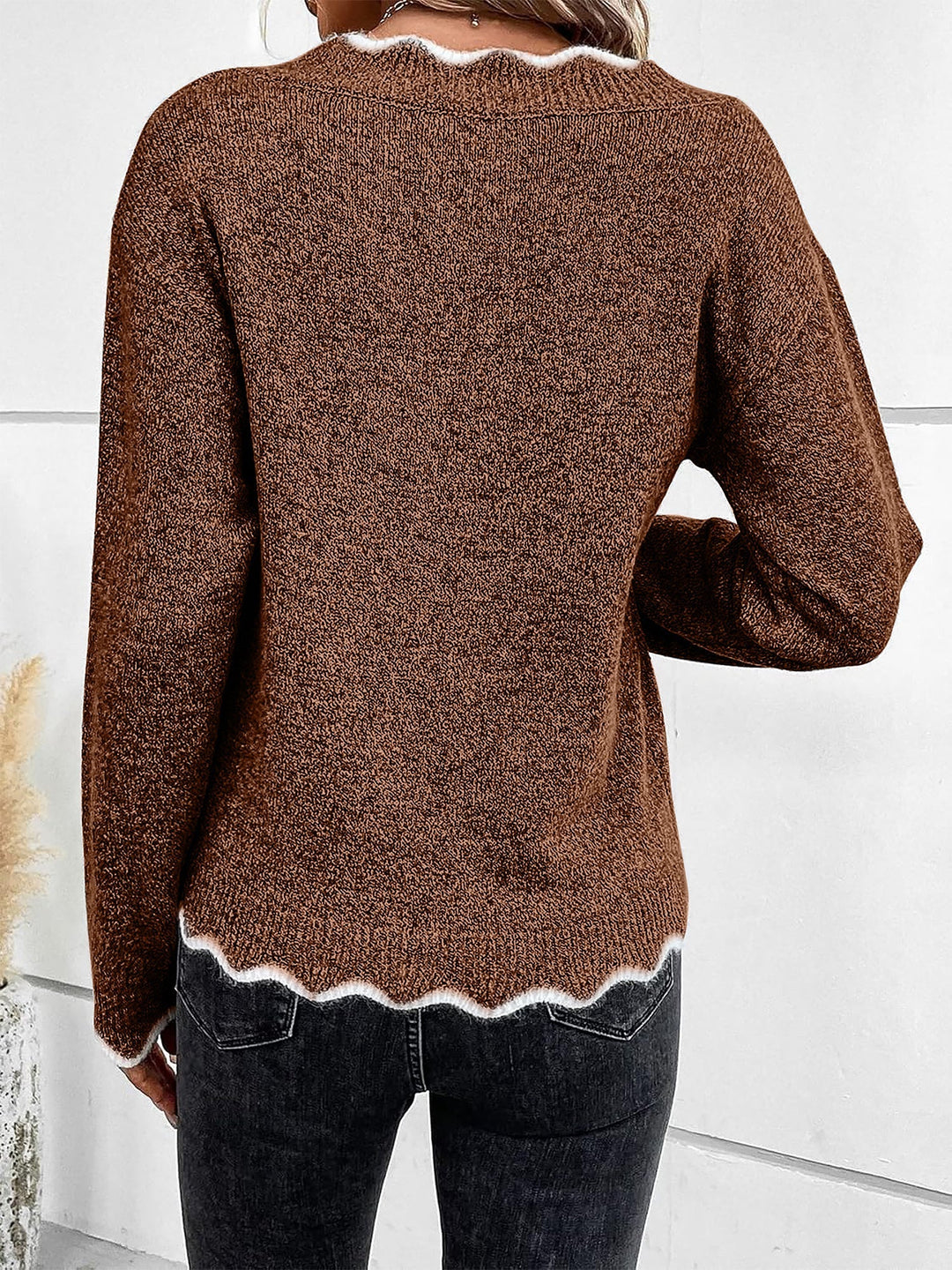 Penelope | Timeless Notch V-Neck Long Sleeve Womens Knit Jumper