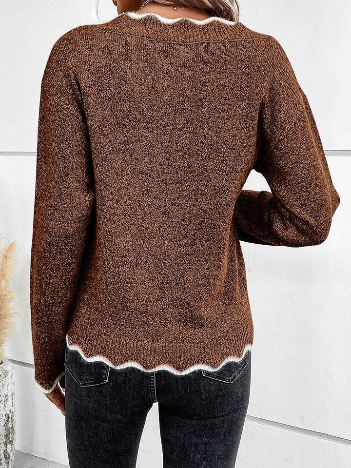 Penelope | Timeless Notch V-Neck Long Sleeve Womens Knit Jumper