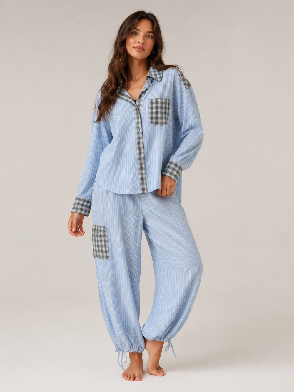 Phoebe | Cosy Checked Long Sleeve Ladies Pyjamas