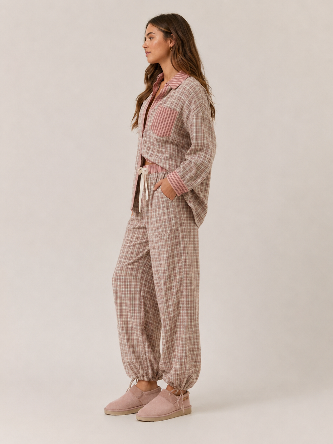 Phoebe | Cosy Checked Long Sleeve Ladies Pyjamas