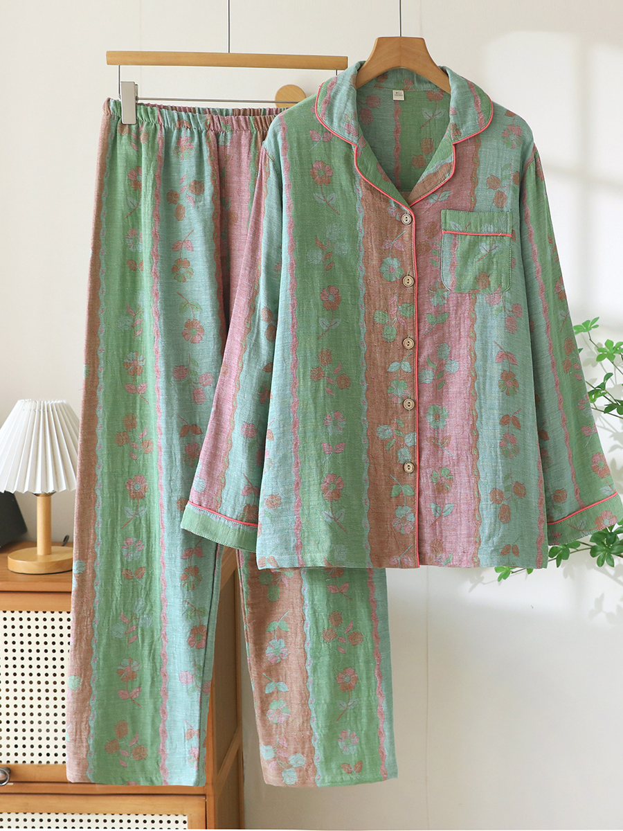 Poppy | Elegant Floral Jacquard Ladies Pyjamas Set